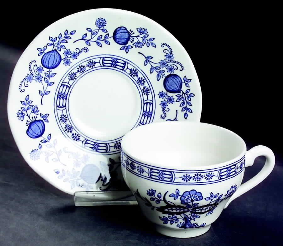 Blue Onion Flat Cup & Saucer Set by Wedgwood-1