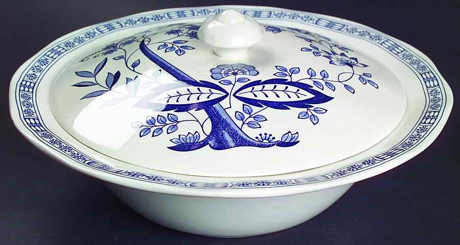 Blue Onion Round Covered Vegetable by Wedgwood-1