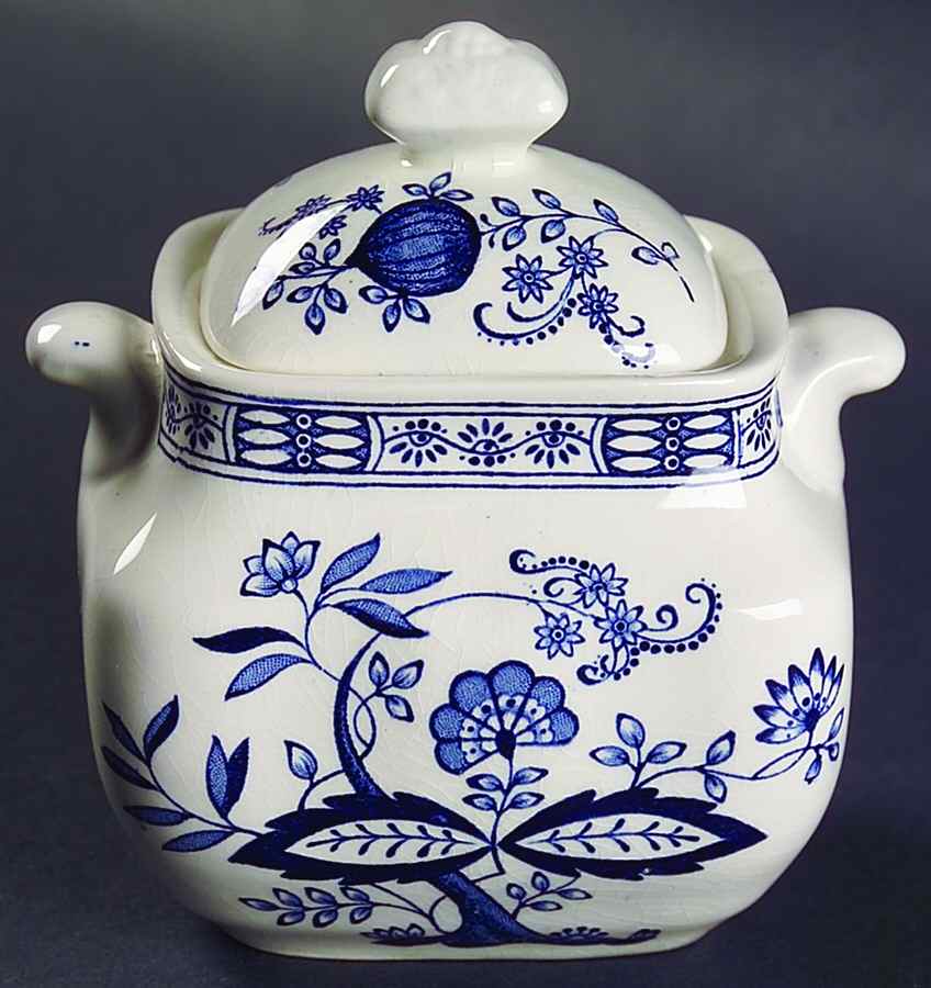 Blue Onion Sugar Bowl & Lid by Wedgwood-1
