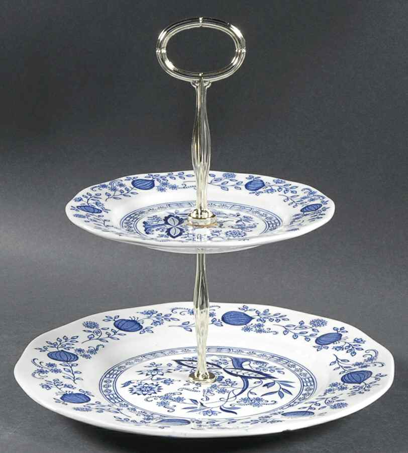 Blue Onion 2 Tiered Serving Tray (Dinner & Dessert Plates) by Wedgwood-1