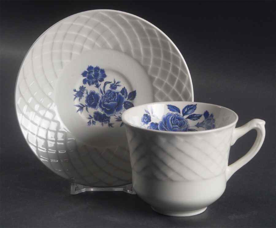Blue Rose Flat Cup & Saucer Set by Wedgwood-1