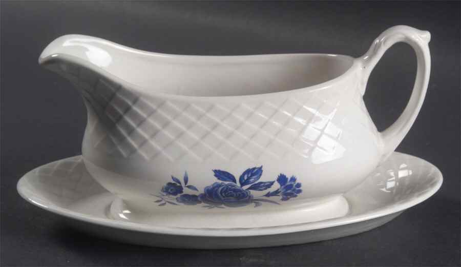 Blue Rose Gravy Boat & Underplate by Wedgwood-1