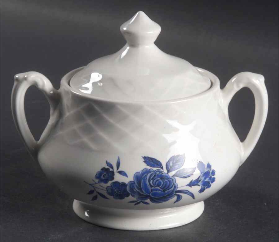 Blue Rose Sugar Bowl & Lid by Wedgwood-1