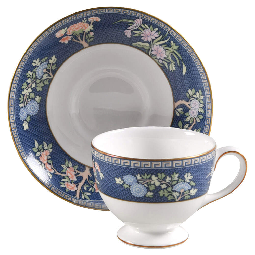 Blue Siam Leigh Shape Footed Cup & Saucer Set by Wedgwood-1