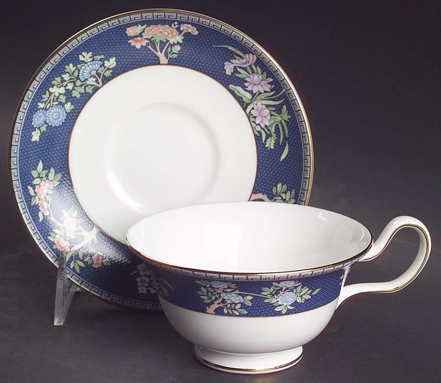 Blue Siam Peony Shape Footed Cup & Saucer Set by Wedgwood-1