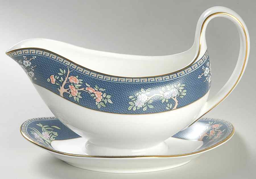 Blue Siam Gravy Boat with Attached Underplate by Wedgwood-1