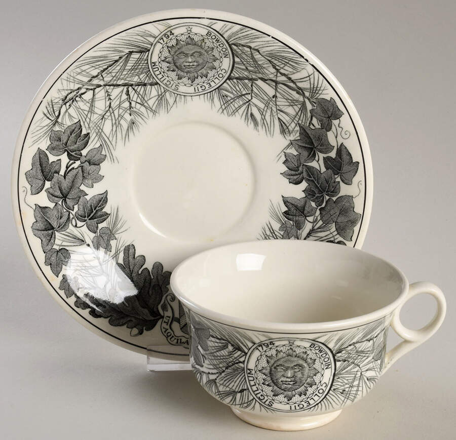 Bowdoin College Gray Footed Cup & Saucer Set by Wedgwood-1