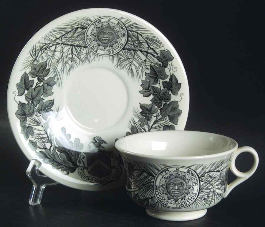 Bowdoin College Gray Footed Cup & Saucer Set by Wedgwood-1