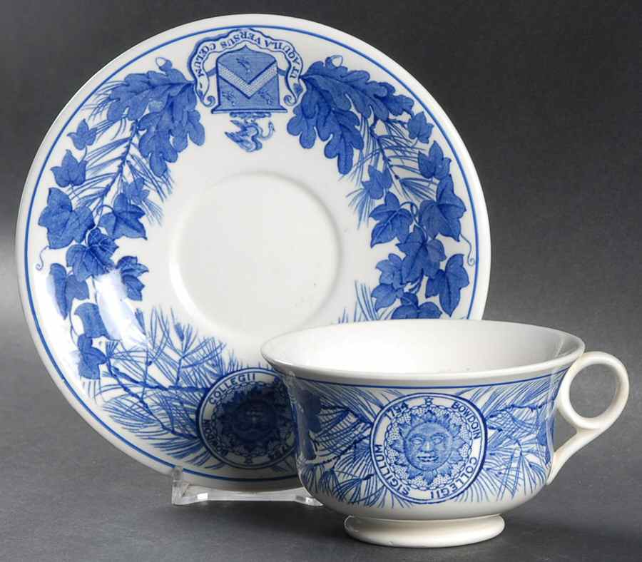 Bowdoin College Blue Footed Cup & Saucer Set by Wedgwood-1