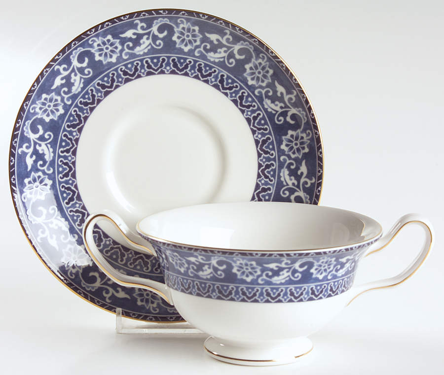 Bokhara (Newer, 1996) Footed Cream Soup Bowl & Saucer Set by Wedgwood-1