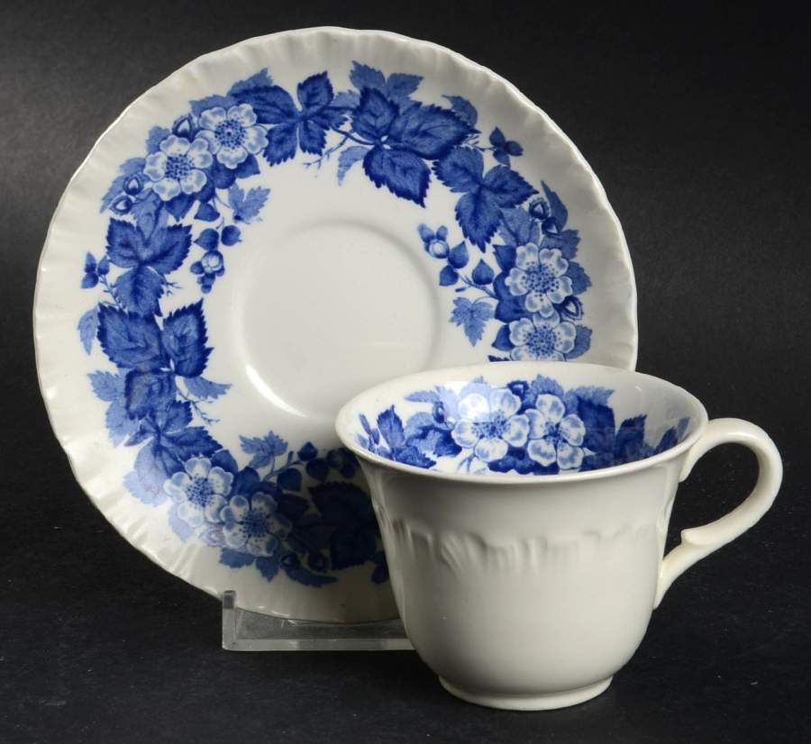 Bramble Blue (Shell Edge) Flat Demitasse Cup & Saucer Set by Wedgwood-1