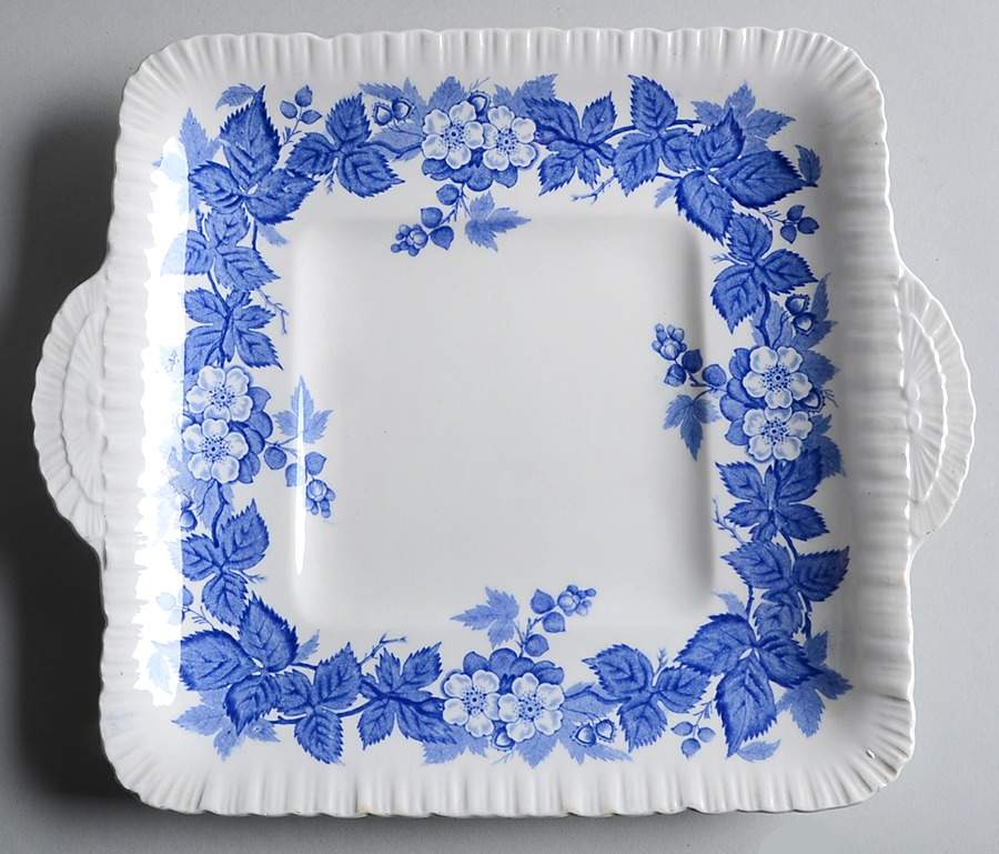 Bramble Blue (Shell Edge) Square Handled Cake Plate by Wedgwood-1