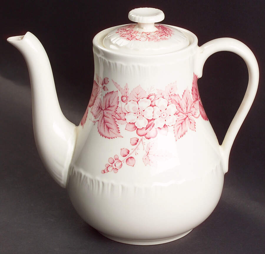 Bramble Pink (Shell Edge) Coffee Pot & Lid by Wedgwood-1