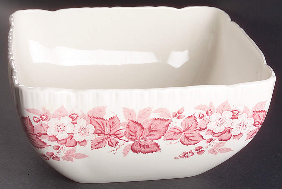 Bramble Pink (Shell Edge) 9" Square Salad Serving Bowl by Wedgwood-1