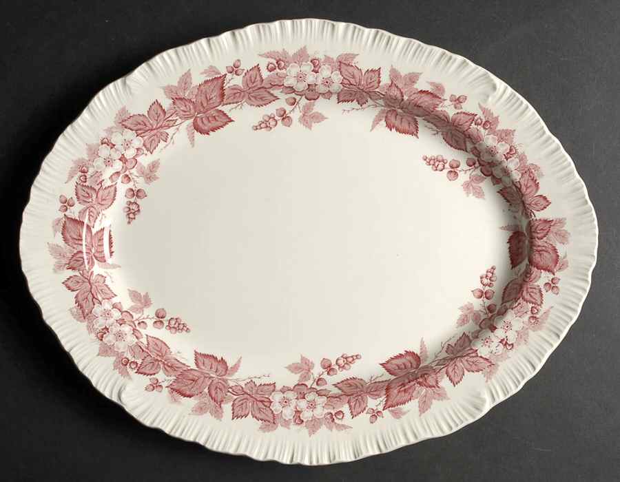 Bramble Pink (Shell Edge) 14" Oval Serving Platter by Wedgwood-1