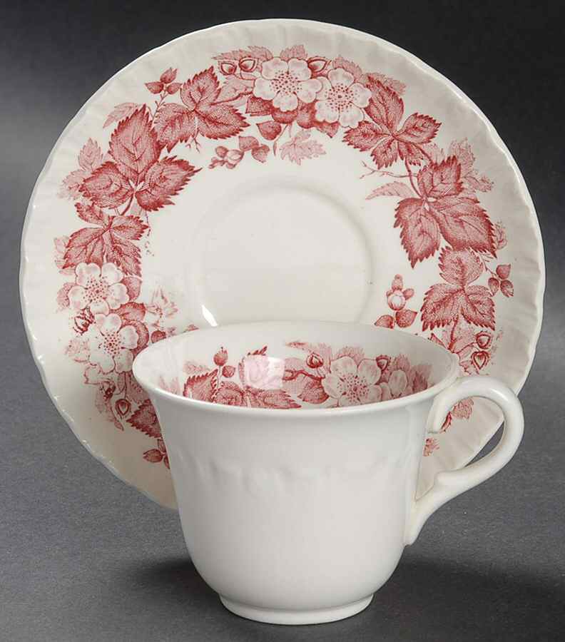 Bramble Pink (Shell Edge) Flat Demitasse Cup & Saucer Set by Wedgwood-1