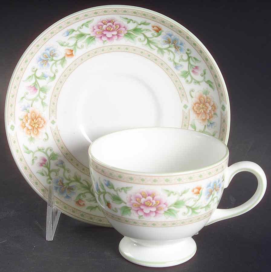 Brocade Footed Cup & Saucer Set by Wedgwood-1