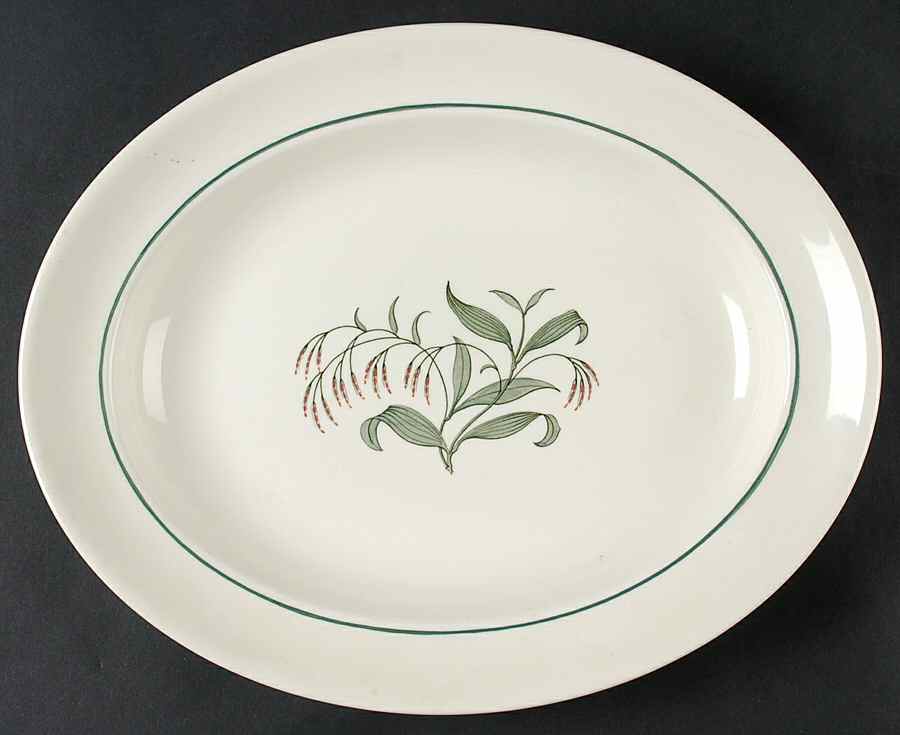 Broomgrass Green (No Trim, Green Verge) 12" Oval Serving Platter by Wedgwood-1