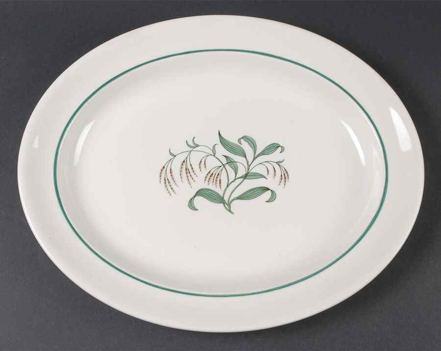 Broomgrass Green (No Trim, Green Verge) 14" Oval Serving Platter by Wedgwood-1