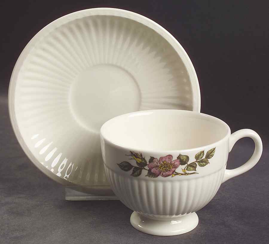 Briar Rose Footed Cup & Saucer Set by Wedgwood-1