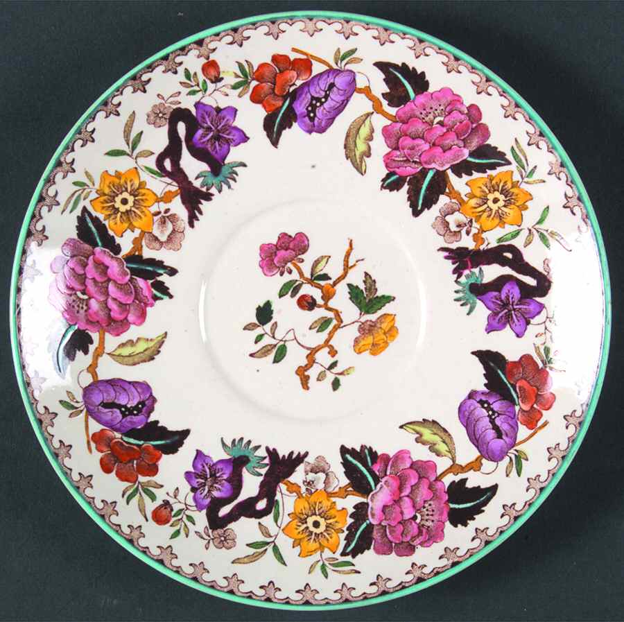 Bullfinch Brown Multicolor (Green Trim) Saucer by Wedgwood-1