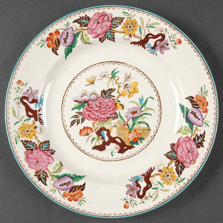 Bullfinch Brown Multicolor (Green Trim) Salad Plate by Wedgwood-1