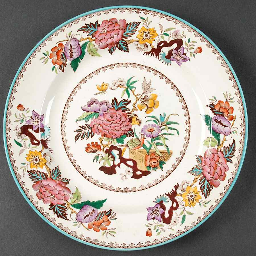 Bullfinch Brown Multicolor (Green Trim) Luncheon Plate by Wedgwood-1
