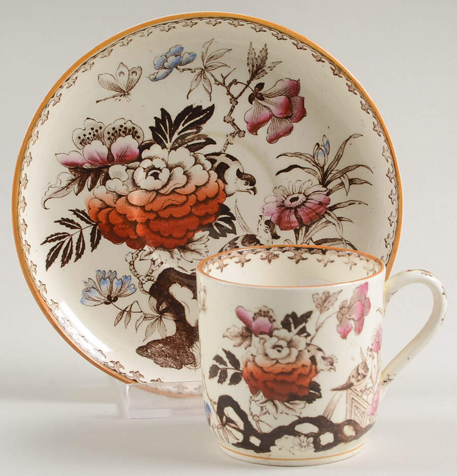 Bullfinch Brown Multicolor (Brown Trim) Flat Demitasse Cup & Saucer Set by Wedgwood-1