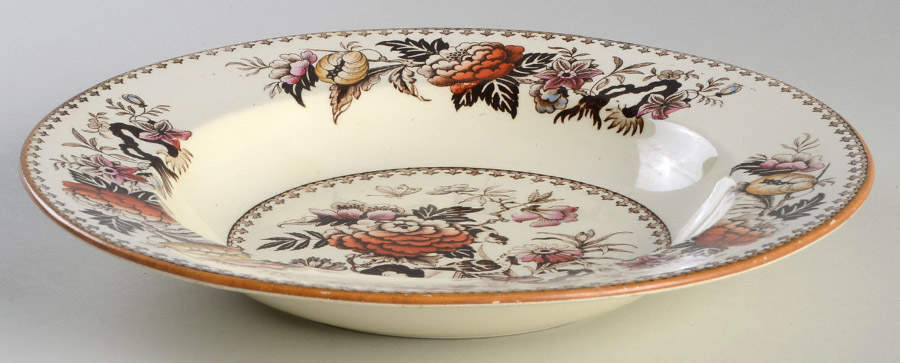 Bullfinch Brown Multicolor (Brown Trim) Large Rim Soup Bowl by Wedgwood-1