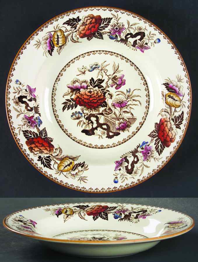 Bullfinch Brown Multicolor (Brown Trim) Rim Soup Bowl by Wedgwood-1