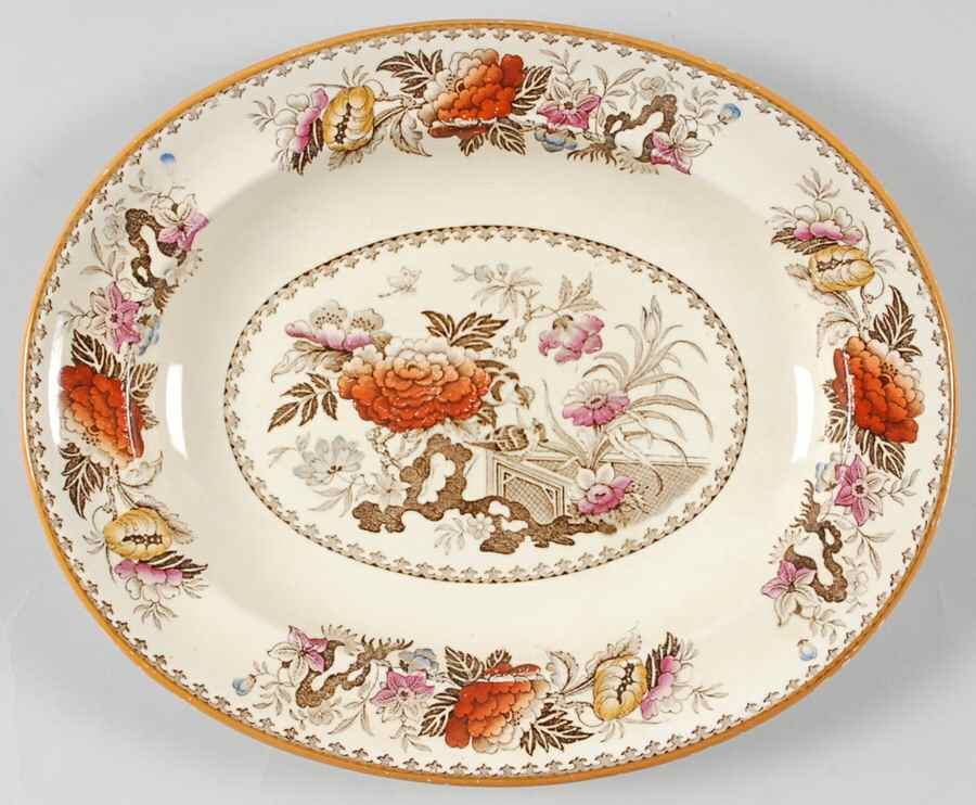 Bullfinch Brown Multicolor (Brown Trim) 12" Oval Serving Platter by Wedgwood-1