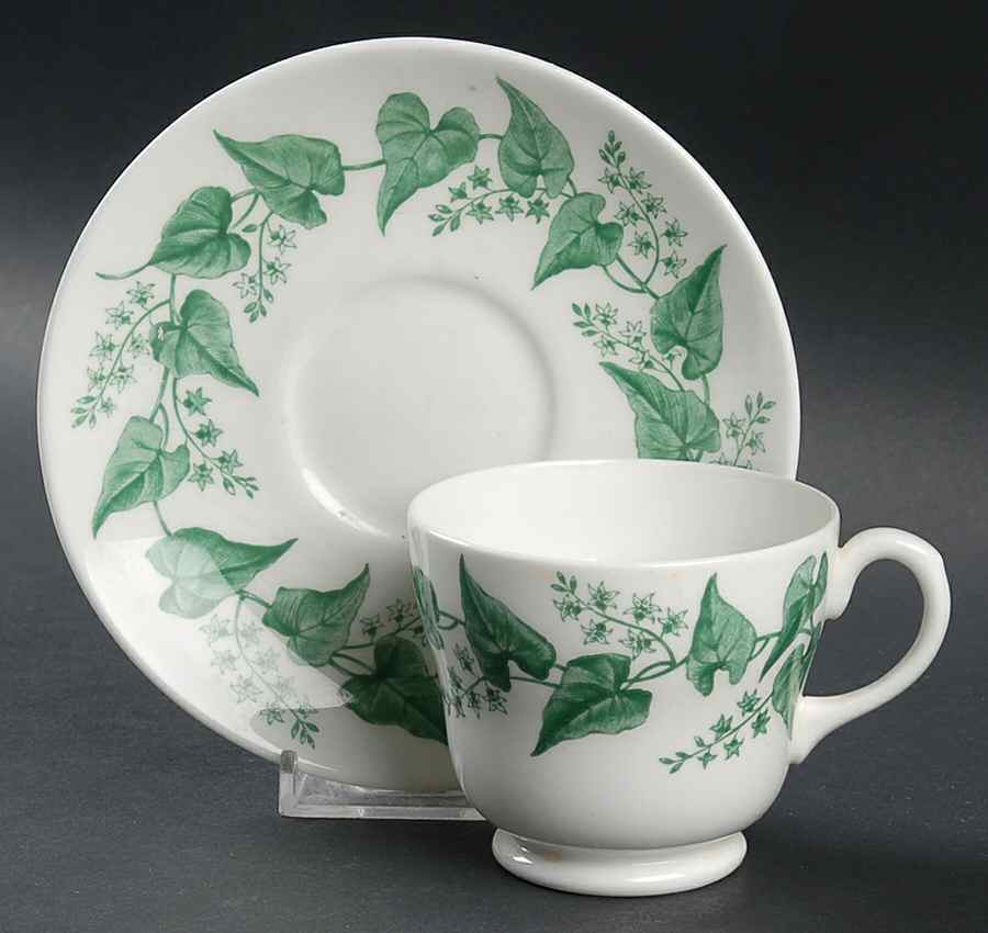 Buxton Green Footed Cup & Saucer Set by Wedgwood-1