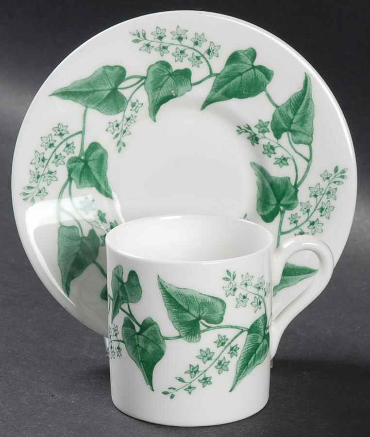 Buxton Green Bond Shape Demitasse Cup and Saucer Set by Wedgwood-1