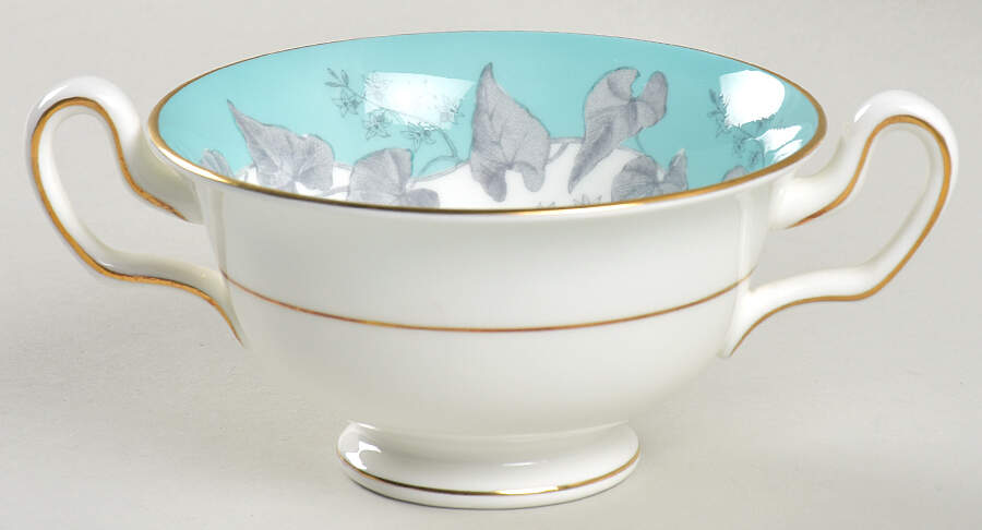 Buxton Turquoise (Gold Trim) Footed Cream Soup Bowl by Wedgwood-1