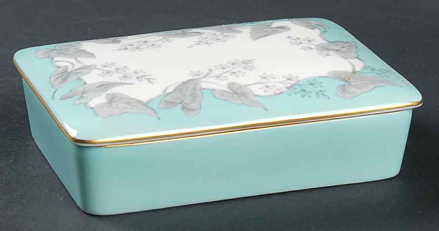 Buxton Turquoise (Gold Trim) Cigarette Box & Lid by Wedgwood-1