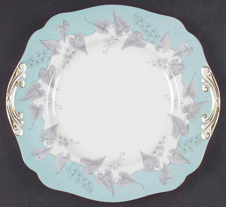 Buxton Turquoise (Gold Trim) Square Handled Cake Plate by Wedgwood-1
