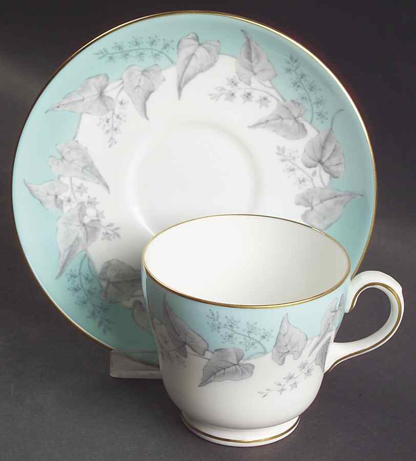 Buxton Turquoise (Gold Trim) Footed Cup & Saucer Set by Wedgwood-1