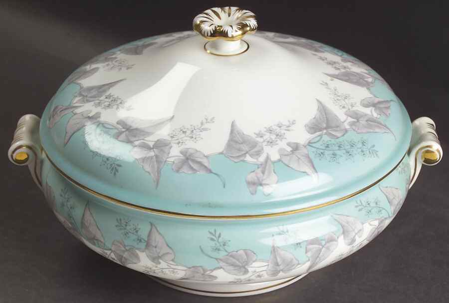 Buxton Turquoise (Gold Trim) Round Covered Vegetable by Wedgwood-1