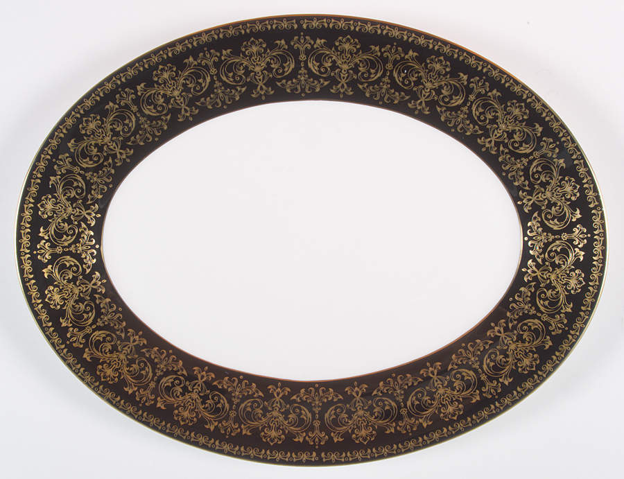 Caernarvon Black 15" Oval Serving Platter by Wedgwood-1