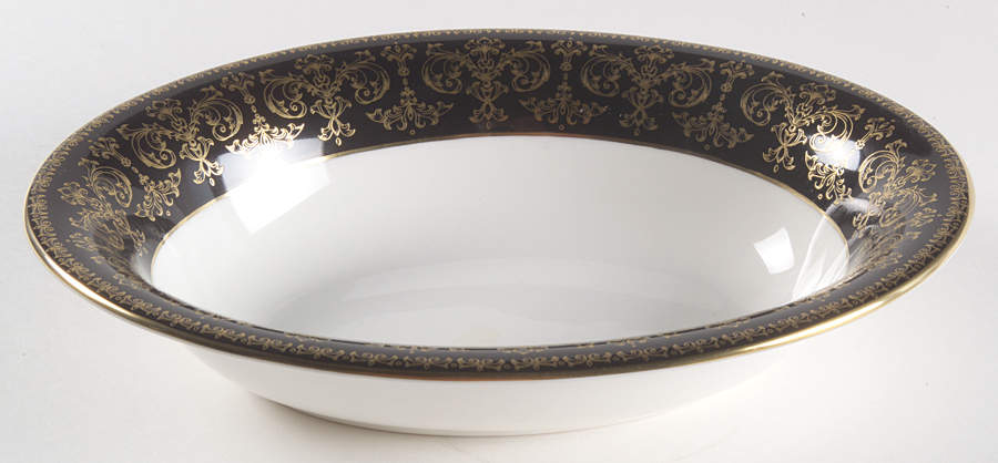 Caernarvon Black 10" Oval Vegetable Bowl by Wedgwood-1