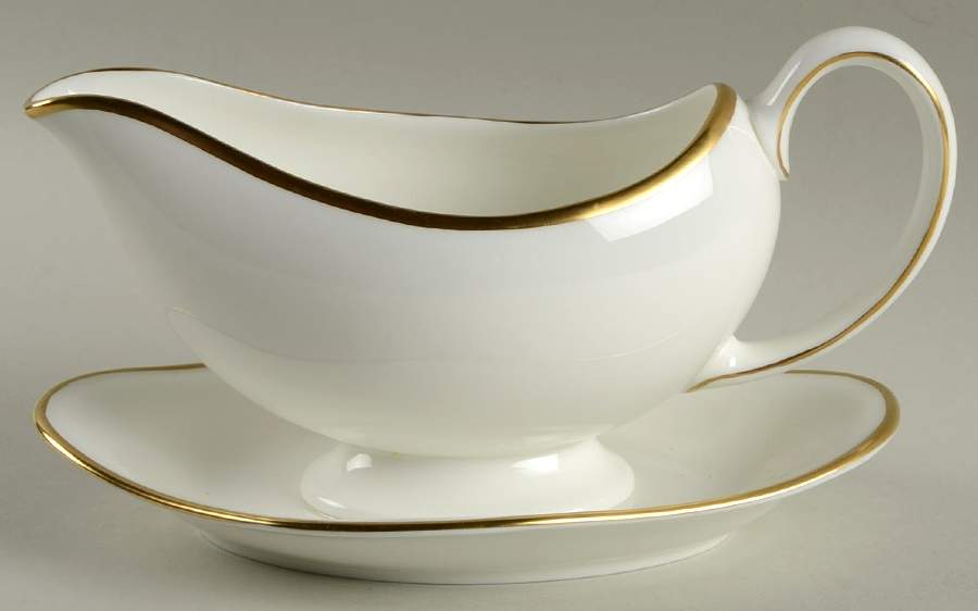 California (Bone) Gravy Boat with Attached Underplate by Wedgwood-1