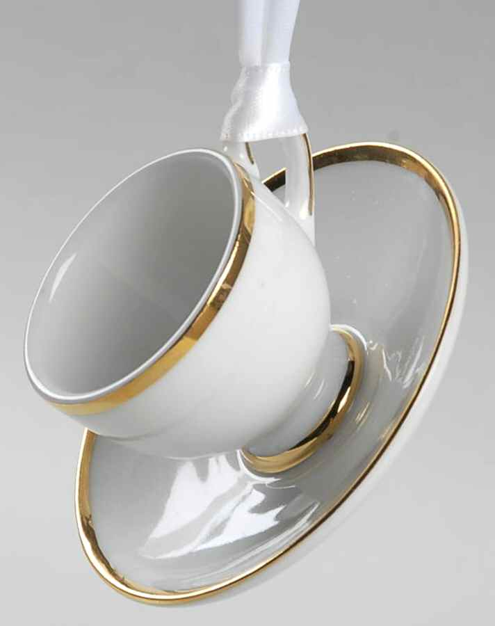 California (Bone) Teacup & Saucer Ornament by Wedgwood-1