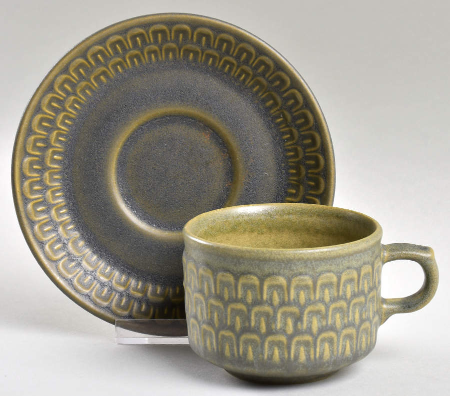Cambrian Green Flat Cup & Saucer Set by Wedgwood-1