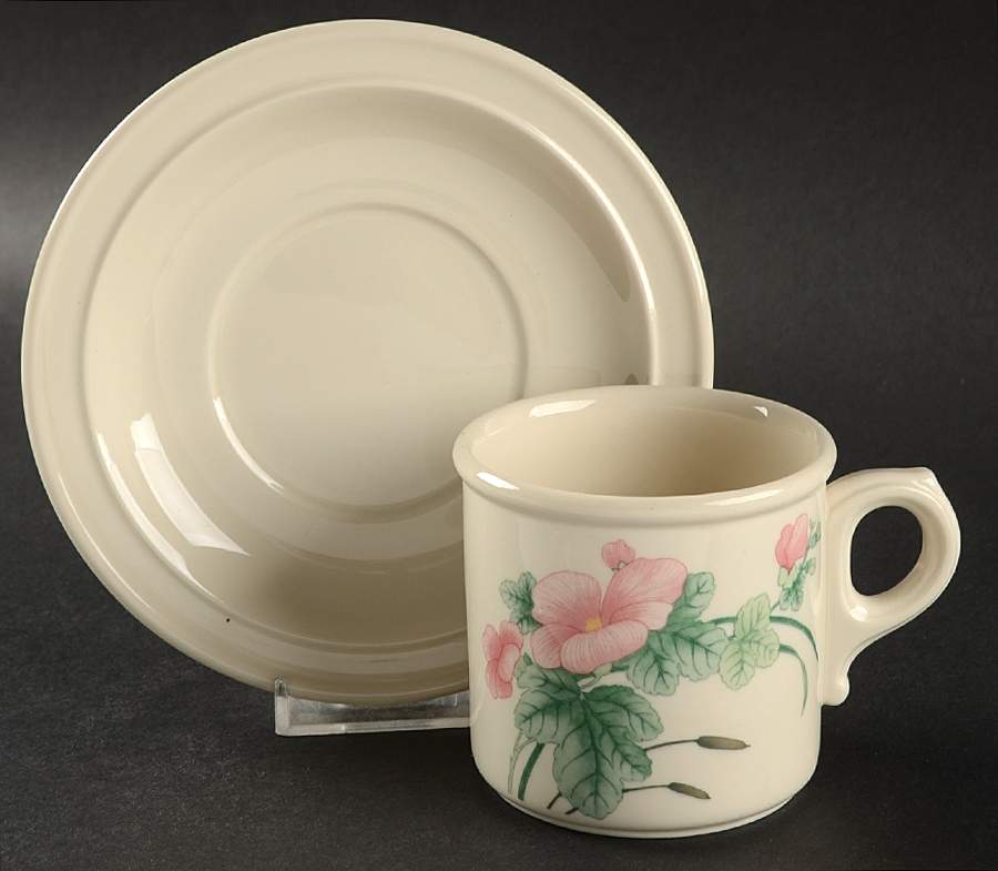 Camellia (Oven To Table) Flat Cup & Saucer Set by Wedgwood-1