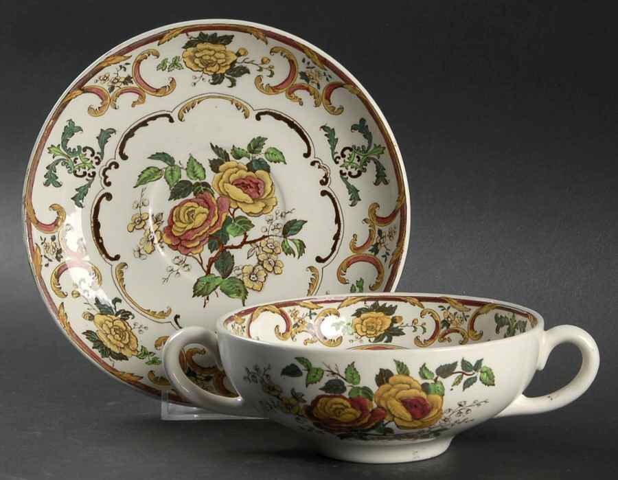 Camelia Flat Cream Soup Bowl & Saucer Set by Wedgwood-1