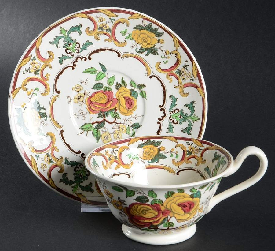 Camelia Footed Cup & Saucer Set by Wedgwood-1