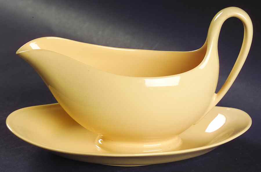 Cane Yellow Gravy Boat with Attached Underplate by Wedgwood-1