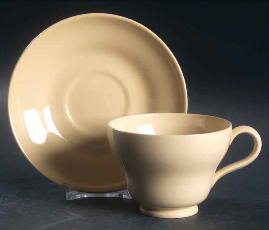 Cane Yellow Footed Cup & Saucer Set by Wedgwood-1