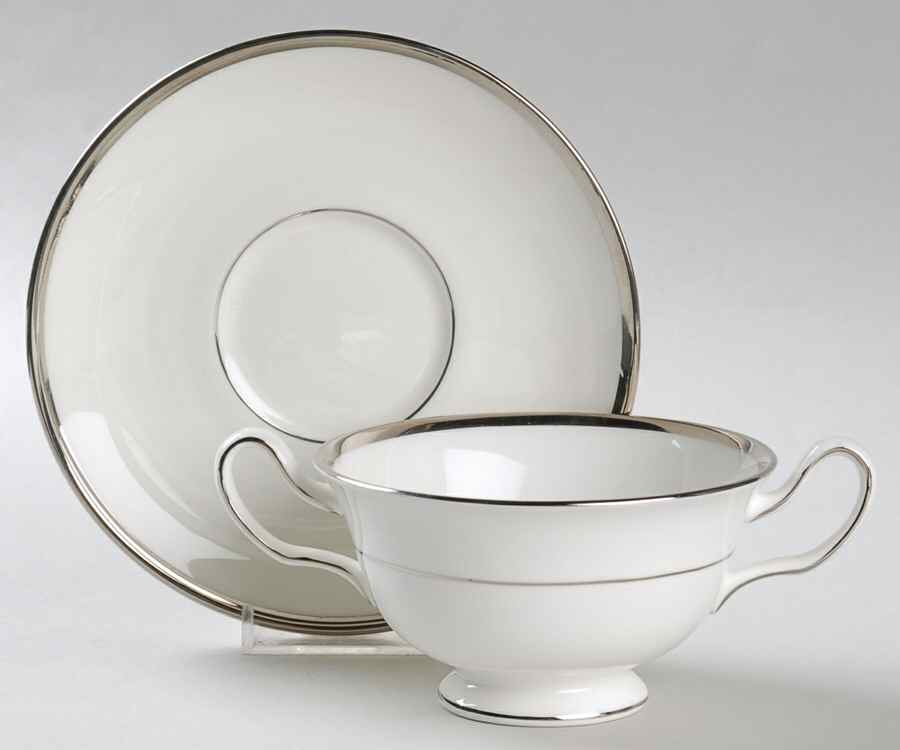Carlyn Footed Cream Soup Bowl & Saucer Set by Wedgwood-1