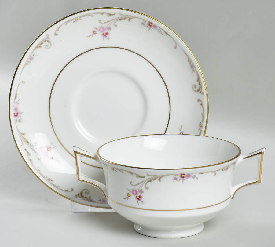 Carisbrooke Footed Cream Soup Bowl & Saucer Set by Wedgwood-1